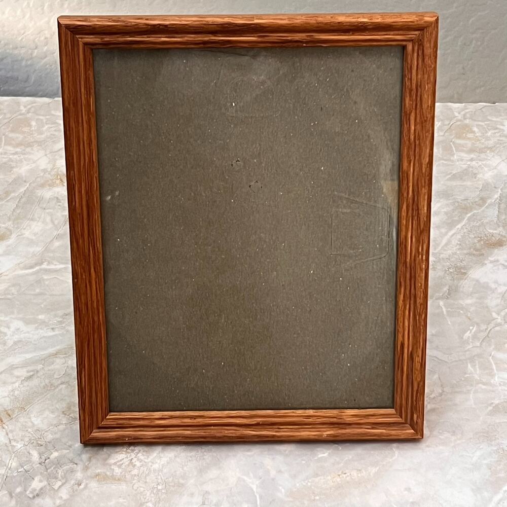 Large Wood Picture Photo Frame Free Standing 7.5" x 9.5" Mid Century Style
